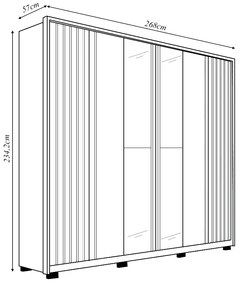 Guarda Roupa Casal Bravus 6 Portas de Bater com 2 Espelhos e 4 Gavetas  MDP Freijo/OffWhite G11 - Gran Belo