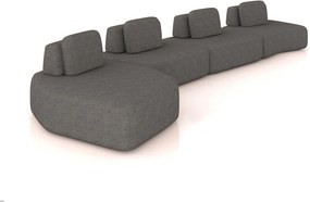 Sofá 4 Lugares Orgânico com Chaise e 3 Módulos Berlim Bouclê Grafite K01 - D'Rossi