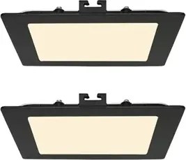 Kit 2 Plafons LED Embutir Quadrado Preto 12W 3000K