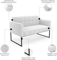 Sofá Namoradeira Base Industrial Preto Ana Bouclé Off - Ibiza