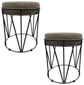 KIT 02 PUFF BABU SUEDE BASE PRETO DROSSI - Marrom Rato