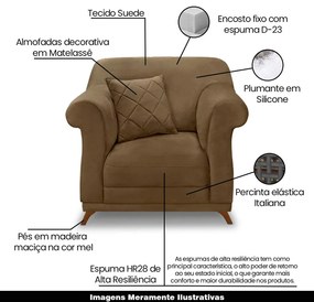 Kit 2 Poltronas Decorativas com 2 Almofadas Armstrong Suede Caramelo G63 - Gran Belo