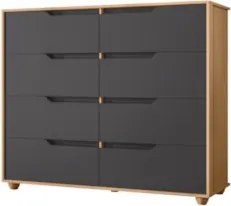Cômoda Para Quarto 8 Gavetas 136cm Doble Flex Freijó/Titanium - Albatr