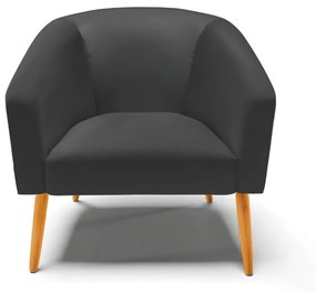 Poltrona Decorativa Pé Palito Castanho kit 2 Stella Sintético D03 - D'Rossi - Preto