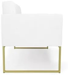 Sofá Namoradeira Base Industrial Dourado Ana Sintético Branco - Ibiza