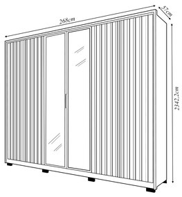 Guarda Roupa Casal Laguno 6 Portas de Bater com 4 Gavetas  Ripado MDP Buriti/Fendi G11 - Gran Belo
