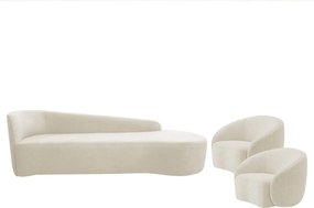 Kit Divã Recamier Orgânico França 220cm Lado Direito e 2 Poltronas Amore Bouclé