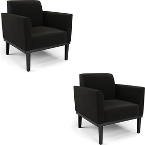 Kit 2 Poltronas Decorativas Isabella Pés Fixo em Madeira Preto Suede Preto G19 - Gran Belo