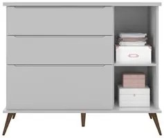 Cômoda Infantil 1 Porta 3 Gavetas 100% MDF Pés Retrô Melinda Cinza - P