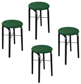 Kit 04 Banquetas Baixa Manu Suede Verde D'Rossi