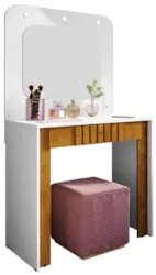 Penteadeira Camarim 90cm Com Espelho Lilian Branco/Naturalle B02 - Mpo