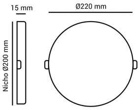 Luminária Semi Embutida Redondo 22W 3000K Led Bivolt Ø17X1,5Cm Downlig...