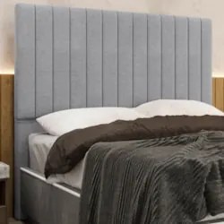 Cabeceira Cama Box Solteiro 90cm Estofada Plutus Linho Cinza Z04 - Mpo