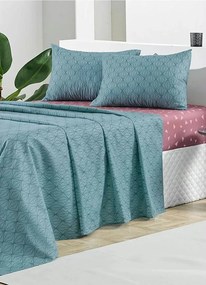 Jogo de Cama 150 Fios Azul Queen 4 Peças