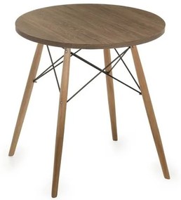 Mesa Eames 70 cm Tampo Redondo Imbuia Base Madeira Clara - 28584 Sun House