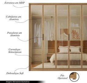 Guarda Roupa Casal 6 Portas de Bater 6 Gavetas Batroun MDP Buriti G11 - Gran Belo