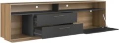 Rack TV 75 Pol 200cm Com LED 1 Porta Mova Mel/Grafite A05 - Mpozenato