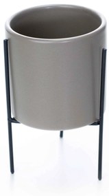 Cachepot Cinza com Suporte em Metal M 13X8 cm - D'Rossi