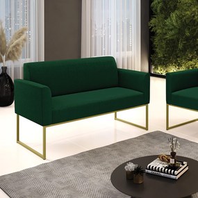 Sofá 2 Lugares Namoradeira Industrial Dourado Marisa Bouclê D03 - D'Rossi - Azul