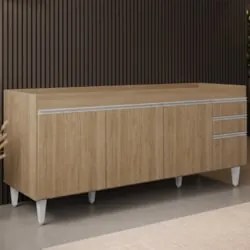 Balcão de Cozinha Para Pia 180cm Sem Tampo Dallas Castanho - Lumil