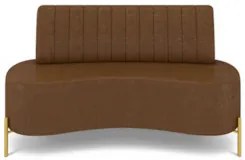 Sofá 2 Lugares 135cm Pés Aço Dourado Tamar Sintético Marrom Z08 - Mpoz