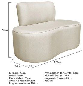Sofá Curvo 2 Lugares Amsterdã 120cm Bouclé - ADJ Decor