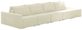 Sofá Ilha Modulado Milos 432cm Puff Lateral Veludo Bege G33 - Gran Belo