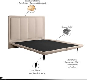 Cama com Cabeceira Pés de Ferro Monza King Linho Bege G92 - Gran Belo