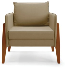 Poltrona Lana Suede Base de Madeira - D'Rossi - Marrom Rato