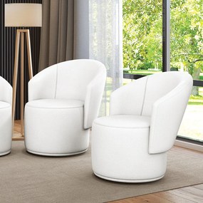 Poltrona Decorativa Orgânica Fixa para Sala Kit 2 Malu Sintético M11 - D'Rossi - Branco