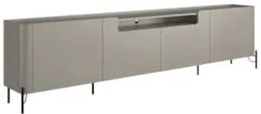 Rack TV 75 Pol 220cm 4 Portas Lisas Blen Grigio/Preto I06 - Mpozenato
