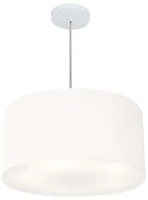 Lustre Pendente Cilíndrico Md-4242 Cúpula em Tecido 45x25cm Branco - Bivolt