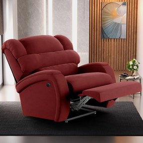 Poltrona do Papai Sala de Cinema Reclinável Kylie Power Elétrica Veludo Vermelho G23