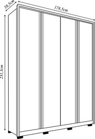 Guarda Roupa Orbit Solteiro com 4 Portas de Bater e 3 Gavetas Freijo/OffWhite G11 - Gran Belo