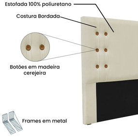 Cabeceira Estofada Santorini 140cm Casal Veludo - ADJ Decor