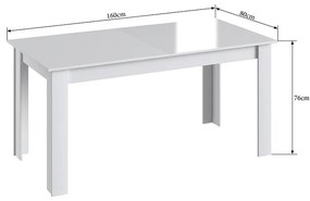 Conjunto Completo Jantar Cozinha Mesa Elástica 6 Cadeiras Branco/Preto