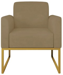 Poltrona Decorativa Isabella Base Industrial Suede Nude/Dourado G19 - Gran Belo