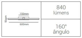 Arandela Aquila 60X15X5Cm Led 12W 4000K Ip44 Branco |Opus Hm 37974
