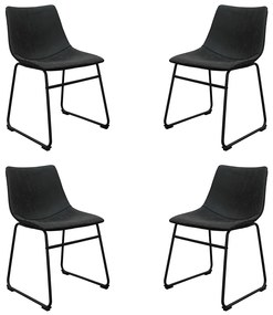 Kit 4 Cadeiras Decorativas Marquezine Sala de Jantar PU Base Aço Preto G56 - Gran Belo