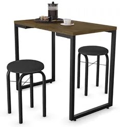 Conjunto Mesa de Cozinha Prattica Industrial 90cm com 2 Banquetas F02
