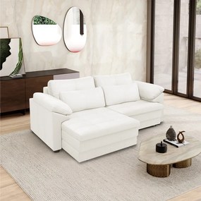 Sofá Retrátil Manual Sala de Estar Nolan Bipartido 175cm Conforto Premium em Couro Branco G58 - Gran Belo