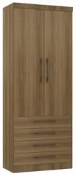 Guarda Roupa Modulado 90cm 2 Portas 4 Gavetas Delphi Avelã L01 - Mpoze