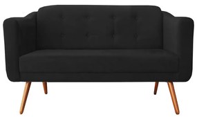 Namoradeira Bruna 1,40 m 2 Lugares Pés Palito Suede Preto
