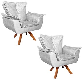 Poltrona Sala de Estar Giratória MM30 Kit 2 Opalla Corano - Corano  Branco