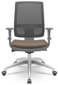 Cadeira Brizza Diretor Grafite Tela Preta com Assento Vinil Marrom Base Autocompensador Aluminio - 65788 Sun House