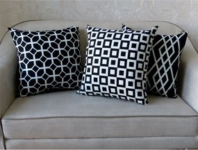3 Capas para Almofada Soft Turim Geométrico Preto 43x43cm