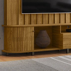 Estante de TV 70 Pol 243cm Ripado Sala de Estar Nivora Cumaru M20 - D'Rossi