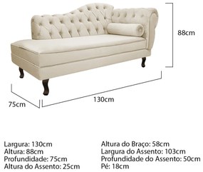 Kit Diva Recamier Diana 130cm Lado Esquerdo e 02 Poltronas Classic Suede - ADJ Decor