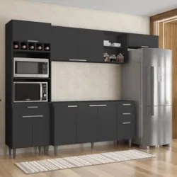 Armário de Cozinha CP04 Para Pia 150cm Pérola Z34 Preto     - Mpozenat