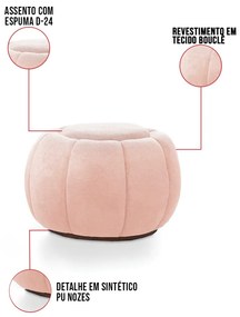 Puff Redondo Orgânico para Sala Cloud Bouclê E03 - D'Rossi - Rose